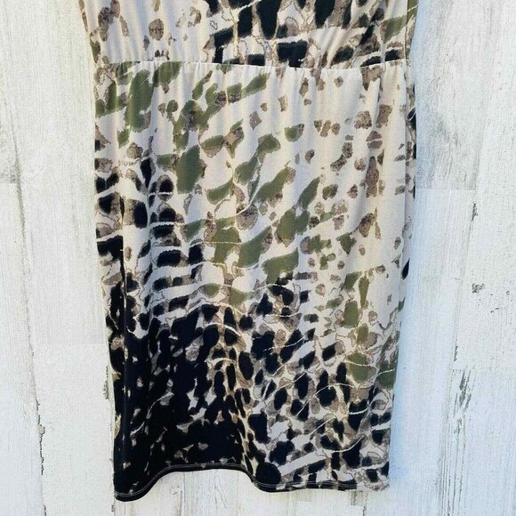 Morning Lady Sheath Dress Womens Medium Black Green‎ Lined Camo Print - Picture 4 of 6